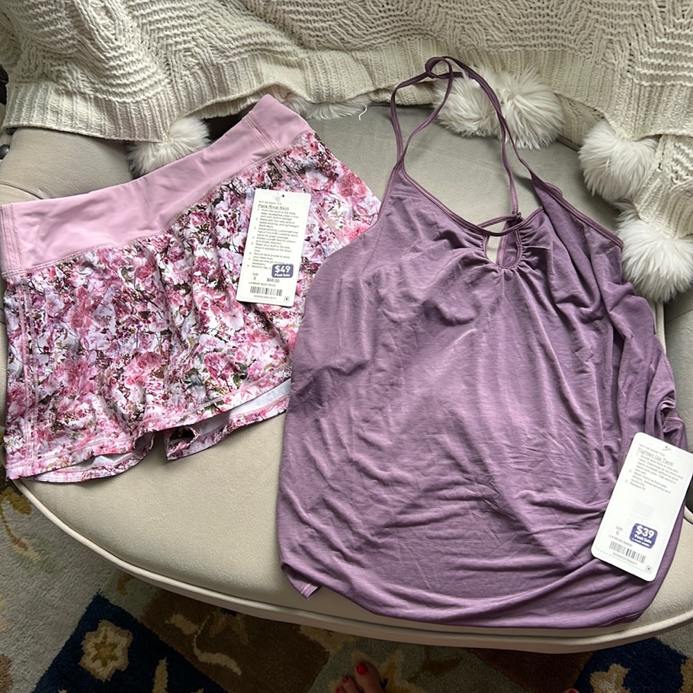 Lululemon size 6 . Activewear piece, rival skirt and tighten up tank. NWT